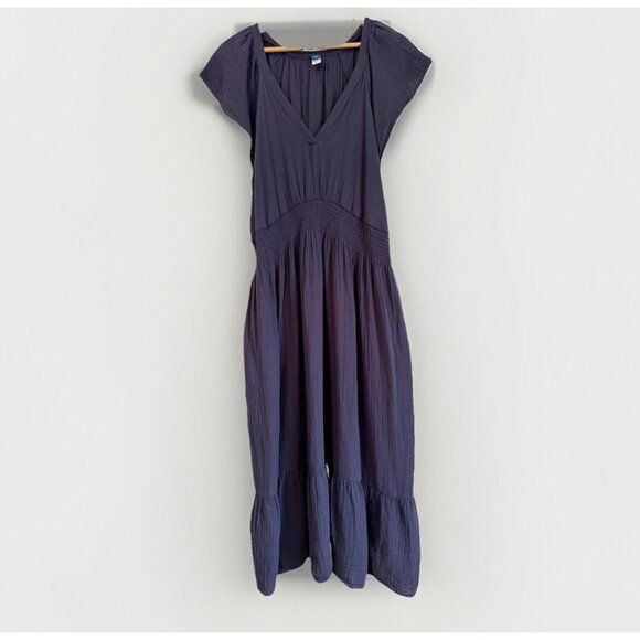 Old Navy Women Gauze Smocked Short Sleeve Dress Size XXL Plunge V-Neck Peasant - Picture 10 of 11